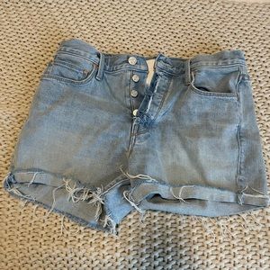 Mother Jean Shorts 26 Blue Fly Cut
